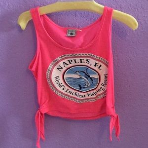 Neon pink Naples crop tank top